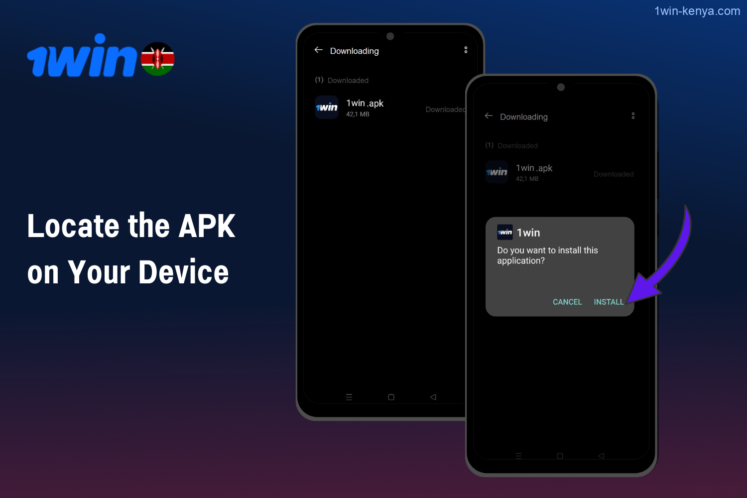 To install the 1win APK, users in Kenya need to find the APK file on their device