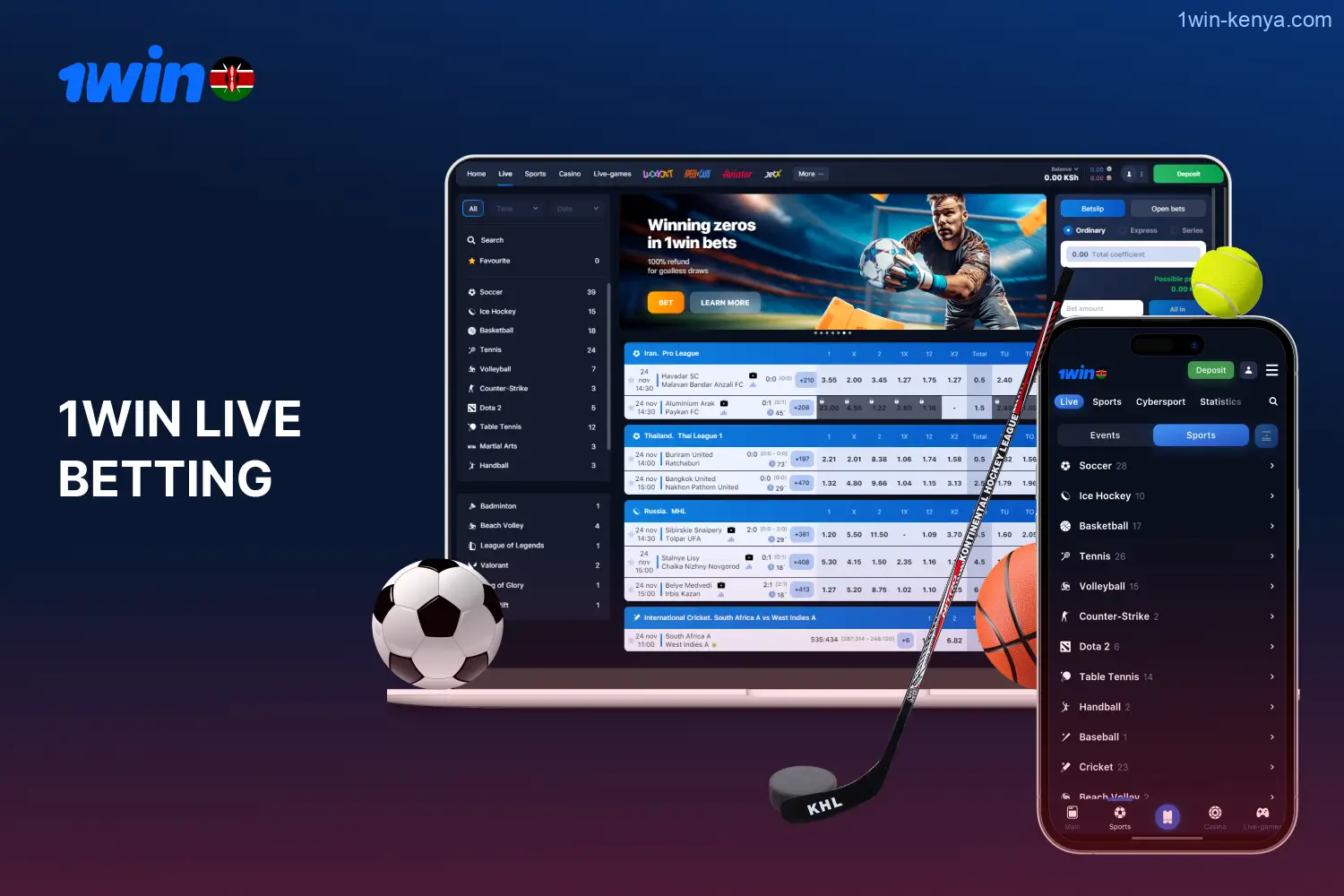 Users from Kenya can take advantage of real-time betting options offered by 1win under the live betting tab.
