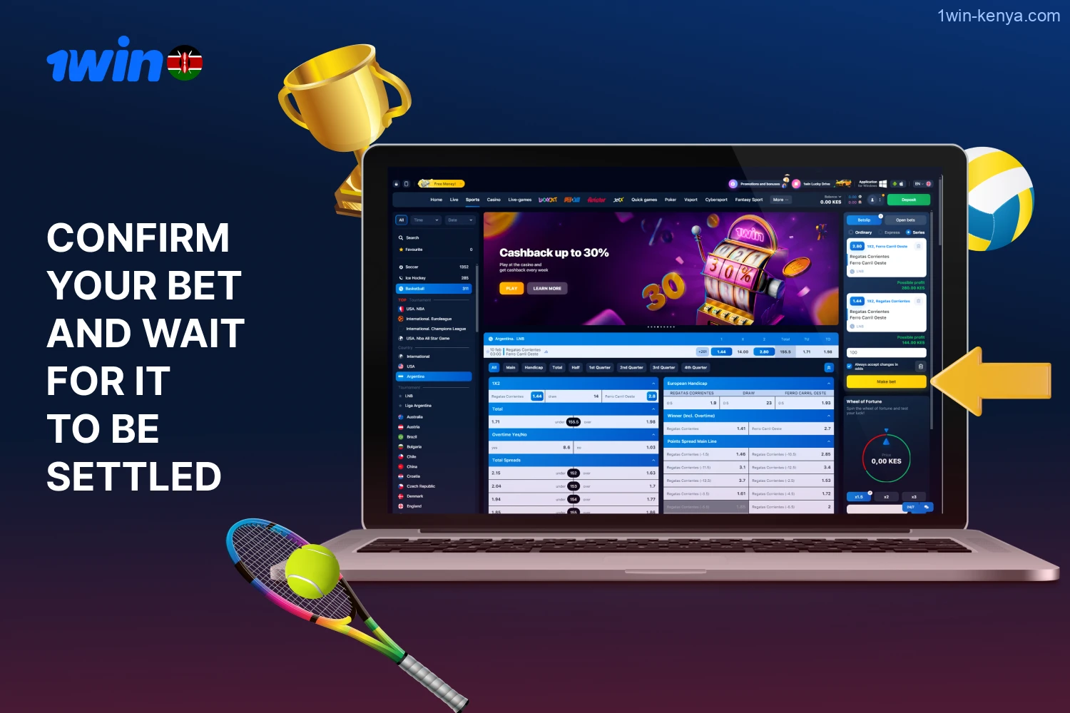Confirm your bet and then await the results to see if you're a winner.