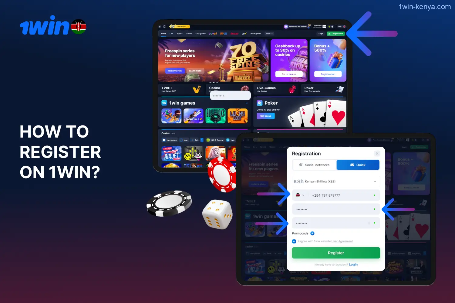 Kenyan users can quickly sign up for a 1win casino account with just a few easy steps.