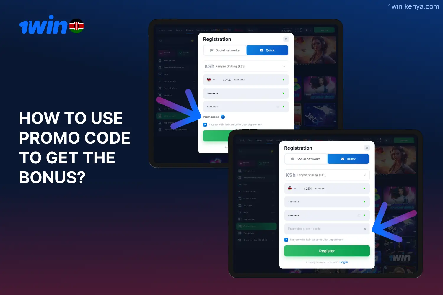 You can easily obtain a bonus using a promo code at the 1win Kenya casino by following a few straightforward steps.