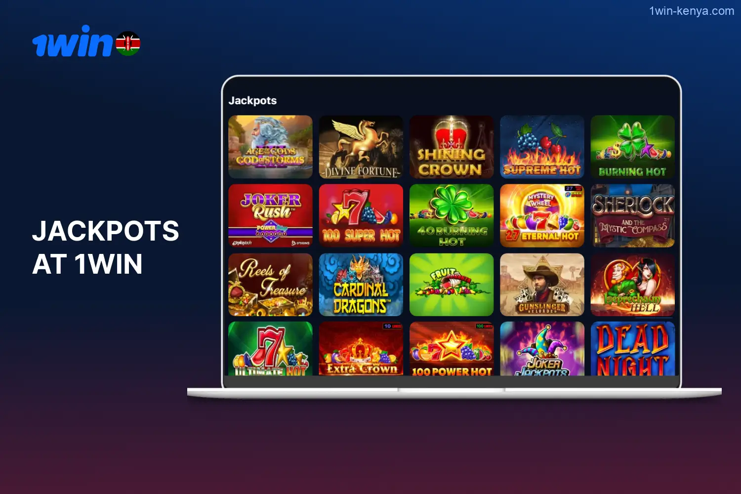 Gamblers in Kenya have the chance to win substantial prizes in over 700 jackpot games available at 1win casino.