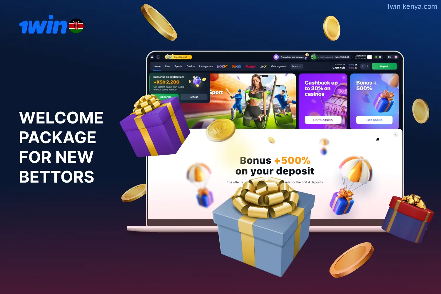 1win provides an enticing welcome bonus package for newly registered bettors in Kenya.