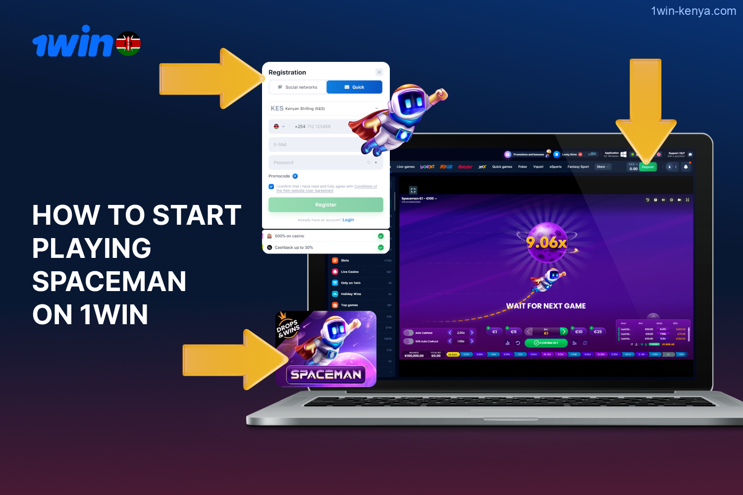 The demo mode of Spaceman 1win is accessible to all users in Kenya, regardless of registration status. It closely resembles the real-money version, allowing users to play without risking actual money thanks to a virtual balance. To try it out, head over to the 1win casino and start the game.